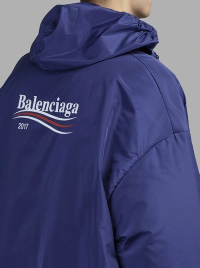 Shop Balenciaga Men's Blue Padded Raincoat