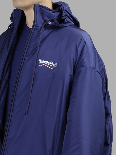 Shop Balenciaga Men's Blue Padded Raincoat