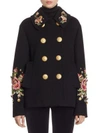 DOLCE & GABBANA Floral-Embroidered Wool Double-Breasted Jacket