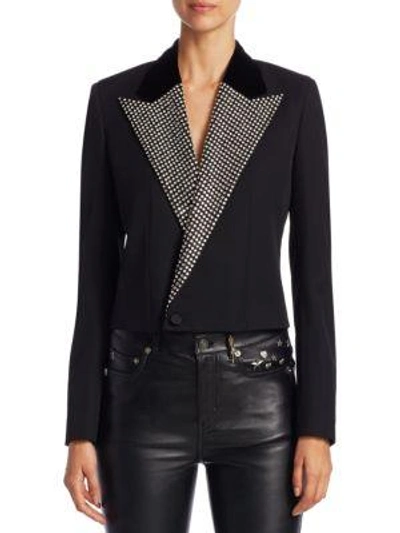 Shop Saint Laurent Embellished Wool Jacket In Black