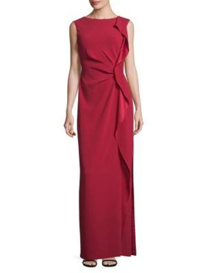 Shop Escada Sleeveless Ruffle Gown In Cherry