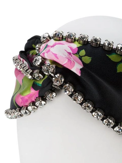 Shop Gucci Rose Print Crystal Embellished Headband