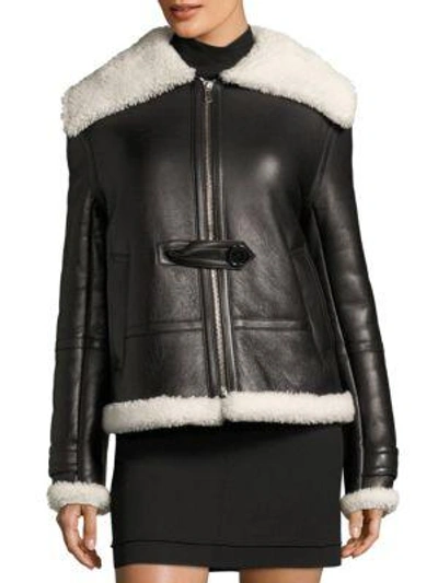 Shop Helmut Lang Aviator Leather Jacket In Black