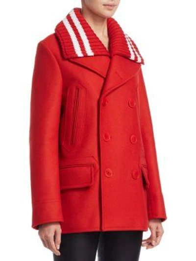 Shop Givenchy Heavy Wool-blend Coat In Red