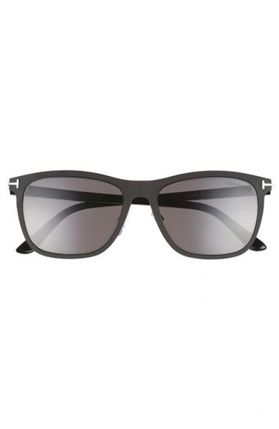Shop Tom Ford Alasdhair 55mm Sunglasses In Matte Black/ Smoke