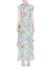 ALICE AND OLIVIA 'Lessie' scarf ruffle floral fil coupé chiffon dress