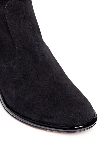 Shop Robert Clergerie 'moots' Patent Heel Suede Ankle Boots