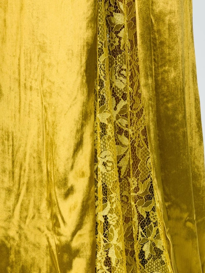 Shop Galvan Lace-panelled Velvet Gown