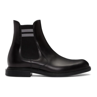 Shop Fendi Black Leather Chelsea Boots In F07ow Black