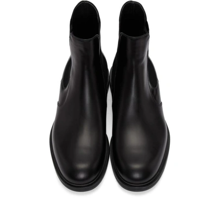 Shop Fendi Black Leather Chelsea Boots In F07ow Black
