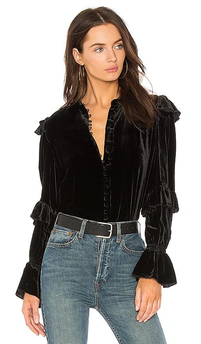 Shop Frame Victorian Ruffle Blouse In Noir