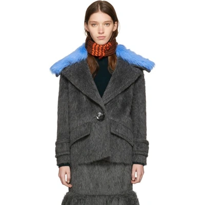 Shop Prada Grey Alpaca Coat