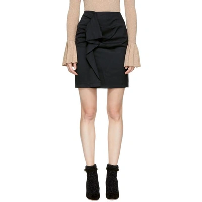 Shop Carven Black Ruffle Miniskirt In 999 Noir
