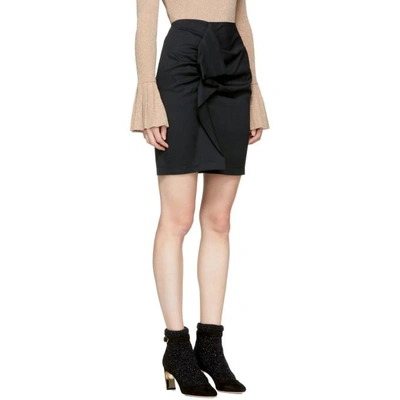 Shop Carven Black Ruffle Miniskirt In 999 Noir