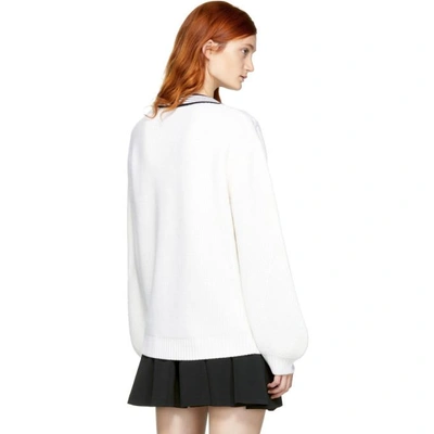 Shop Carven Off-white Merino V-neck Sweater In 010 Blanc Casse