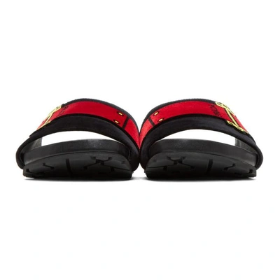 Shop Prada Black Velvet Belt Slides In F0002 Black