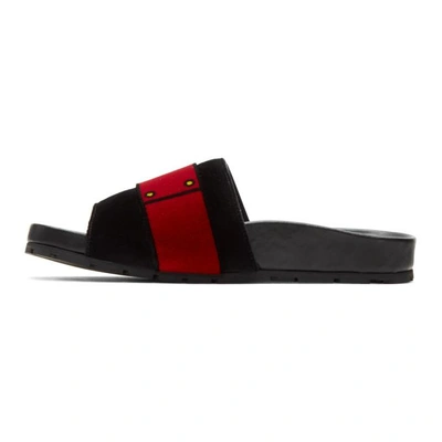 Shop Prada Black Velvet Belt Slides In F0002 Black