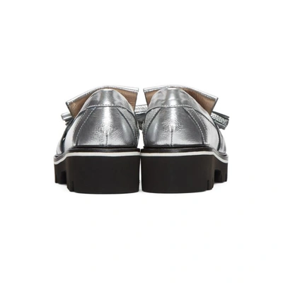 Shop Msgm Silver Metallic Fringe Loafers