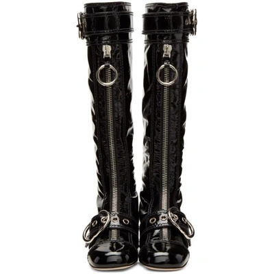 Shop Miu Miu Black Patent Knee-high Boots