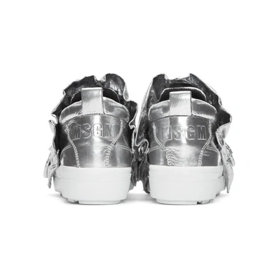 Shop Msgm Silver Metallic Ruffle Slip-on Sneakers In 070 Silver