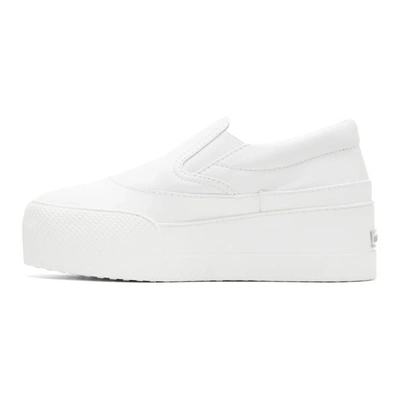 Shop Miu Miu White Pointed Platform Slip-on Sneakers In 009 White