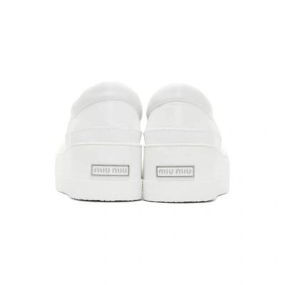 Shop Miu Miu White Pointed Platform Slip-on Sneakers In 009 White