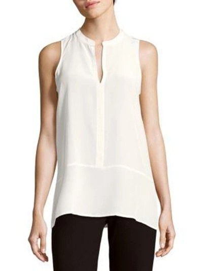 Shop Leo & Sage Raw Silk Sleeveless Top In Oyster