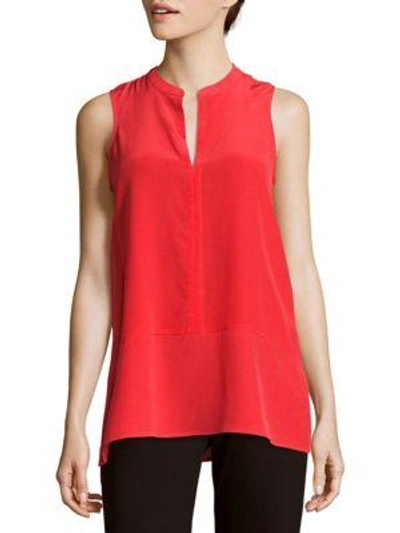 Shop Leo & Sage Raw Silk Sleeveless Top In Oyster