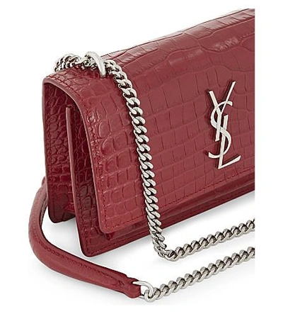 Shop Saint Laurent Monogram Sunset Leather Shoulder Bag In Rouge Lipstick