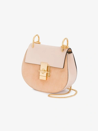 Shop Chloé Cement Pink And Peach Drew Suede Shoulder Bag