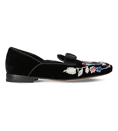 Shop Etro Embroidered Velvet Loafers In Black