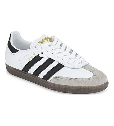 Shop Adidas Originals Samba Leather Sneakers In White Black Leather