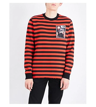 Shop Givenchy Striped Cotton-jersey Sweatshirt In Black