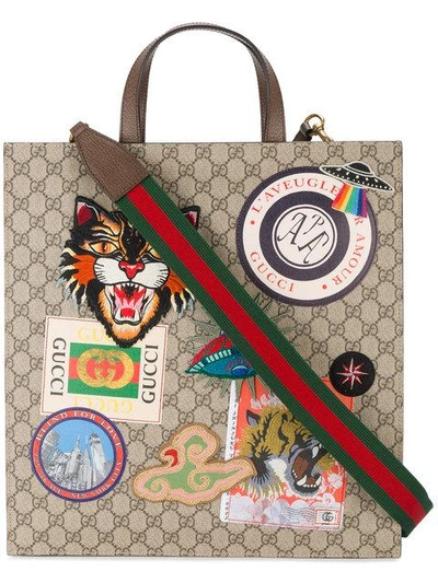 Shop Gucci - Gg Supreme Applique Shoulder Bag