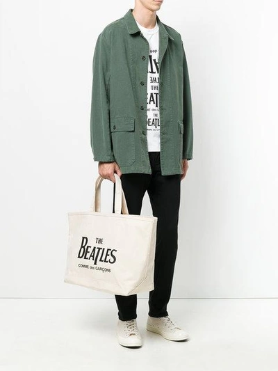 Shop Comme Des Garçons Play Beatles Tote Bag In Neutrals