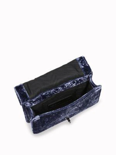 Shop Rebecca Minkoff Love Small Chevron Quilted Velvet Crossbody Bag In Blue