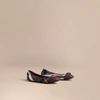 BURBERRY Check Linen Cotton and Leather Ballerinas,40546271
