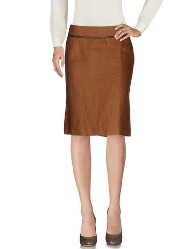 Shop Fendi Knee Length Skirt In Camel