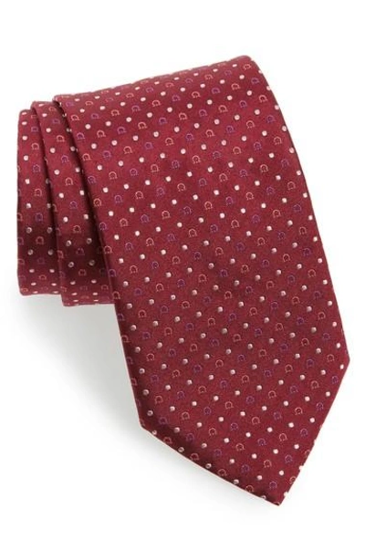 Shop Ferragamo Gancini Silk Tie In Red