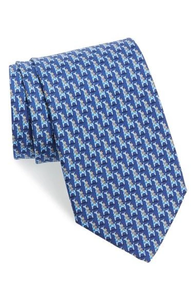 Shop Ferragamo Puffin & Giraffe Silk Tie In Blue