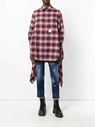 Shop Dsquared2 Faded Plaid Shirt In Blue