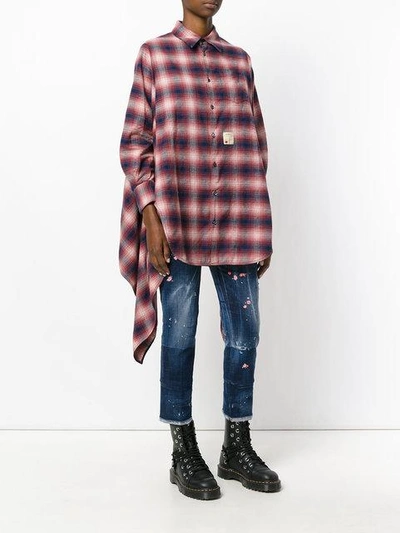Shop Dsquared2 Faded Plaid Shirt In Blue