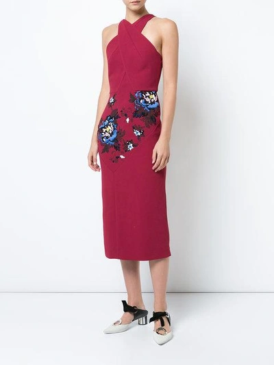 Shop Roland Mouret Floral Embroidered Dress