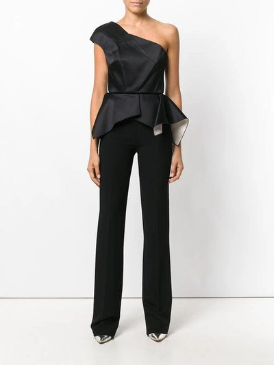 Shop Roland Mouret One-shoulder Peplum Top In Black