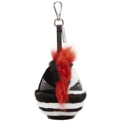 Shop Fendi Black Fur Bug Keychain In 5jv Tangerine