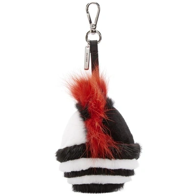 Shop Fendi Black Fur Bug Keychain In 5jv Tangerine