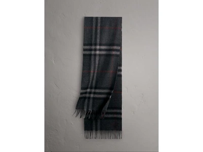 Shop Burberry Thomas Bear In Check Cashmere With Beasts Detail In Charcoal