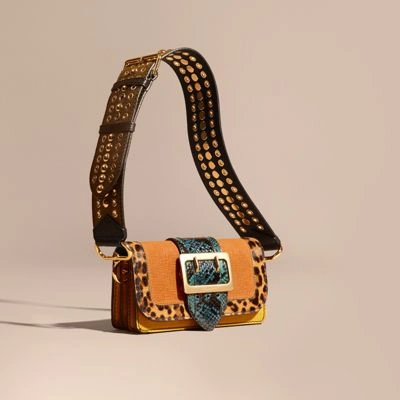 Burberry The Patchwork In Textured Suede And Leopard-print Calfskin In Multicolour