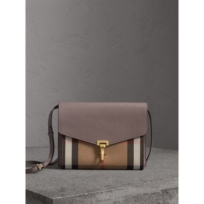 small leather and house check crossbody bag