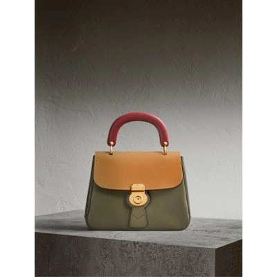 Burberry The Medium Dk88 Top Handle Bag In Moss Green/ochre Yellow